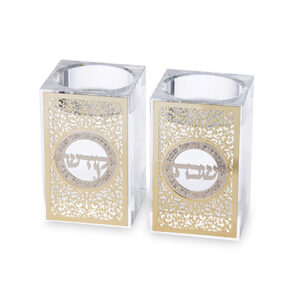 פמוטי קריסטל עם פלקטה 7.5סמ