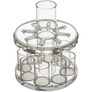 מחלק יין מאקריליק מהודר "כסף" עם 8 כוסות 21 ס"מ