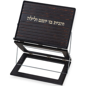 שטנדר עץ מהגוני 3 קומות עם פלקטה דמוי עור 35X32 ס"מ