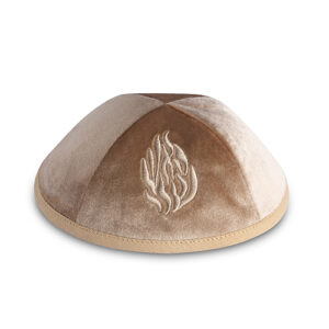 כיפה קטיפה "ארט-מן" עם ריקמה האש שלי גודל 3 - זהב