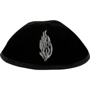 כיפה קטיפה פלוש שחורה 4 חלקים גודל 3 19 ס"מ עם סרט