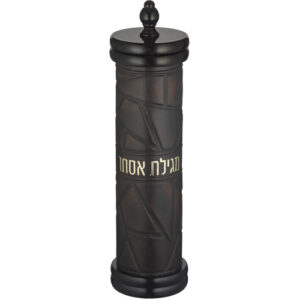 בית מגילה אשכנזי מתפרק עץ + אקריליק עם פלקטה עבור קלף 50 ס"מ