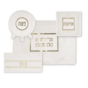 סט פסח מהודר דמוי עור 4 חלקים כיסוי פסח+אפיקומן+הסבה ומגבת