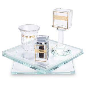 סט הבדלה מהודר מקריסטל עם מגש מסתובב 20 ס"מ