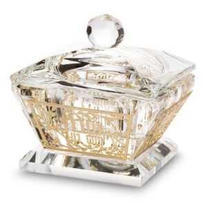 מלחייה קריסטל עם פלקטה חיתוך לייזר ומכסה 6 ס"מ