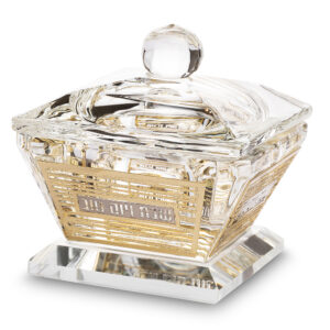 מלחייה קריסטל עם פלקטה חיתוך לייזר ומכסה 6 ס"מ