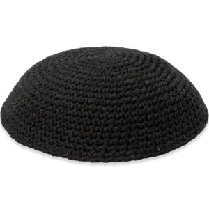 כיפה סרוגה 20 ס"מ שחור חלק - 12 יח