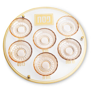 צלחת פסח מזכוכית וקריסטל מהודרת 40 ס"מ