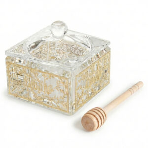 כלי מהודר לדבש מקריסטל עם פלקטה 6 ס"מ