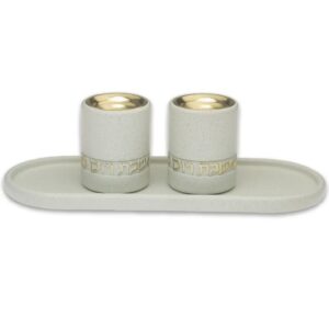 סט פולימר מגש להדלקת נרות וזוג פמוטים מהודרים