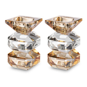 פמוטים קריסטל זהב ושחור קוביות 12 ס"מ
