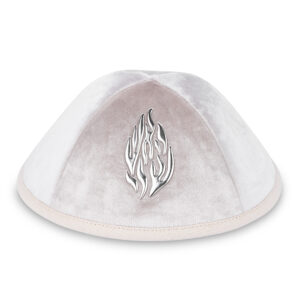 כיפה קטיפה "ארט-מן" עם אותיות בולטות זהב "האש שלי" גודל 4 - פנינה