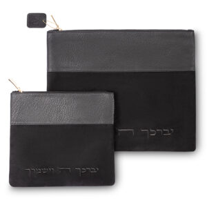 סט טלית תפילין מהודר דמוי עור שחור 36X30 ס"מ