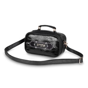 תיק לאתרוג דמוי עור נחש שחור 11X19 ס"מ