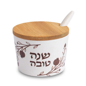 כלי לדבש "במבוק טבעי" "שנה טובה" 6.5 ס"מ