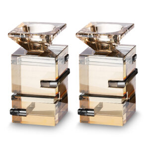 זוג פמוטי קריסטל זהב שחור 14 סמ