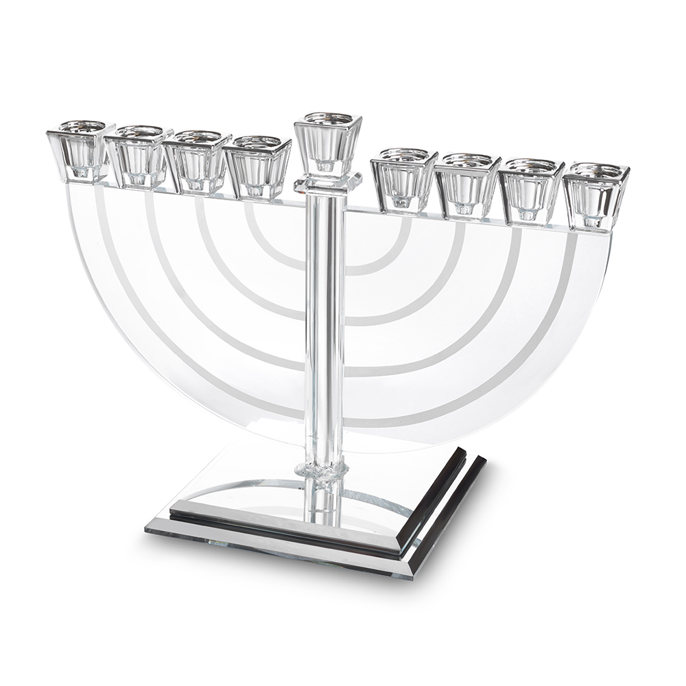 פריץ תת0609 חנוכייה קריסטל מהודרת 22x30 ס"מ - שקוף וכסף