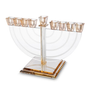 פריץ תת0609 חנוכייה קריסטל מהודרת 22x30 ס"מ - שקוף וזהב