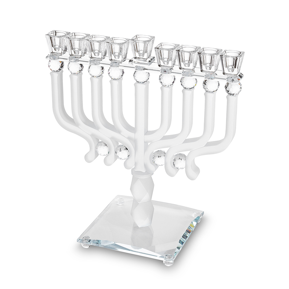 פריץ 409 חנוכיה קריסטל מהודרת 30x36 ס"מ - שקוף ומט
