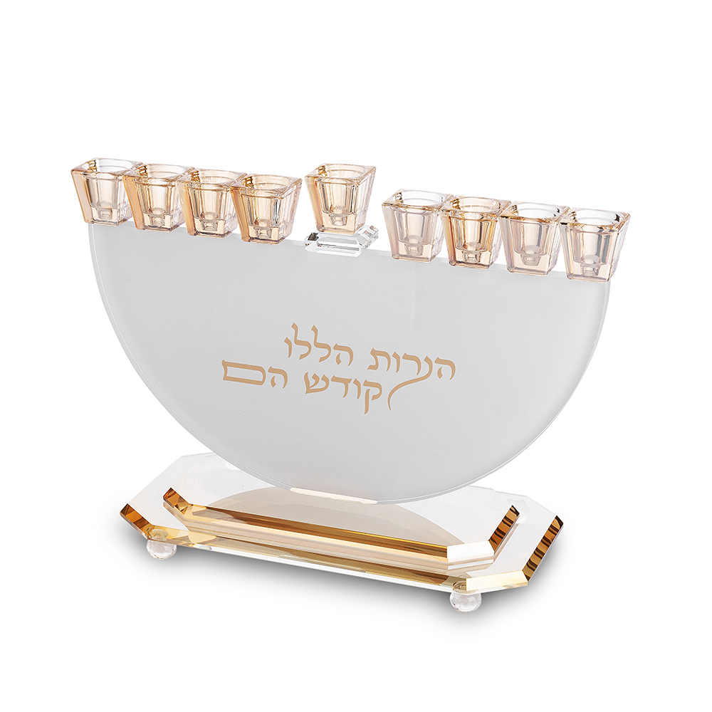 פריץ תת0609 חנוכייה קריסטל מהודרת עם הדפסה 29x30 ס"מ