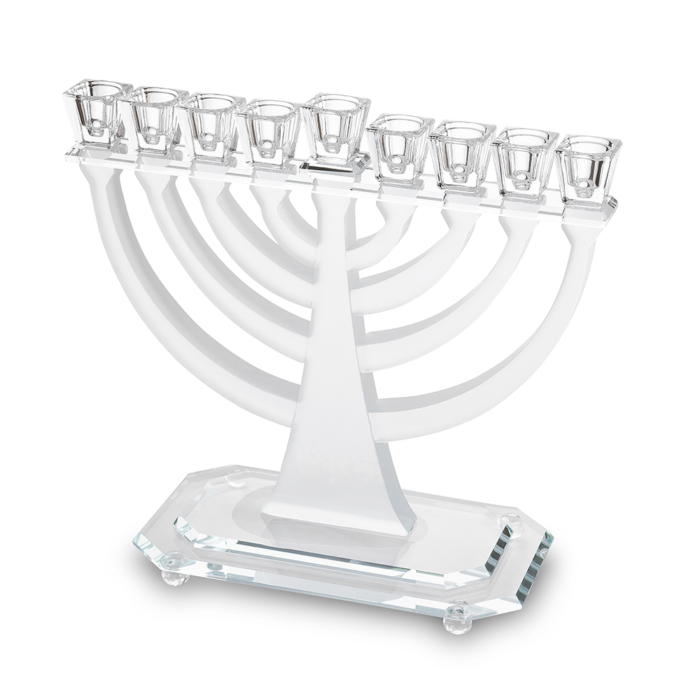 פריץ 409 חנוכיה קריסטל מהודרת 28x30 ס"מ - שקוף ומט