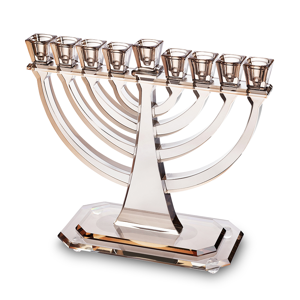פריץ 409 חנוכיה קריסטל מהודרת 28x30 ס"מ - רוז גולד