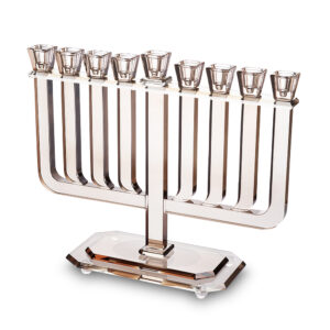 פריץ 409 חנוכייה קריסטל מהודרת 32x35 ס"מ - רוז גולד