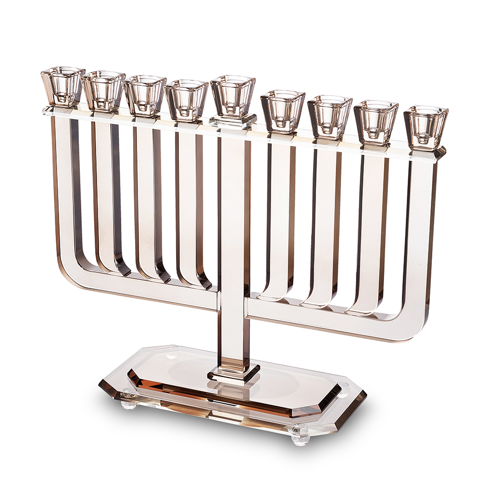 פריץ 409 חנוכייה קריסטל מהודרת 32x35 ס"מ - רוז גולד