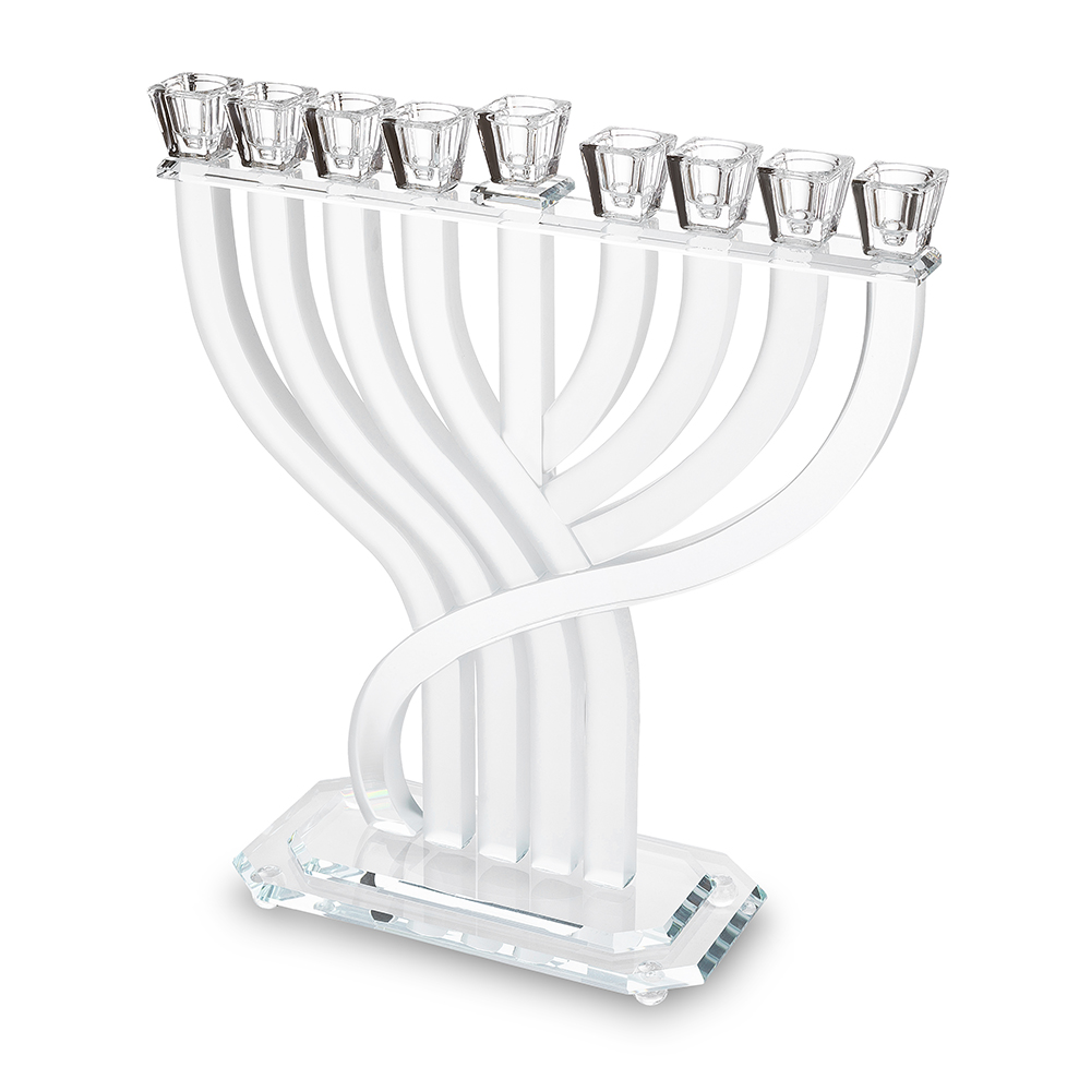 פריץ 409 חנוכיה קריסטל מהודרת 31x35 ס"מ - שקוף וזהב