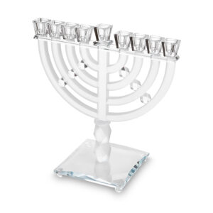 פריץ 409 חנוכייה קריסטל מהודרת 31x37 ס"מ - שקוף ומט