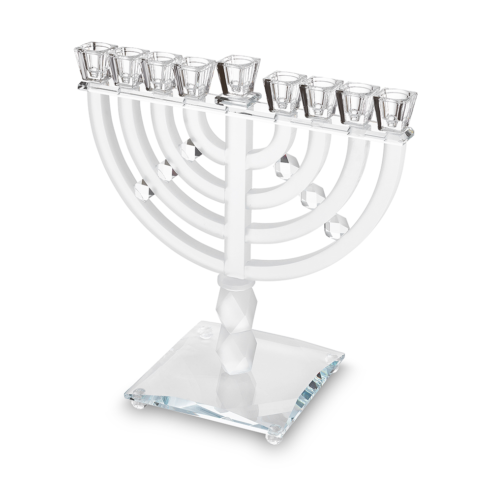 פריץ 409 חנוכייה קריסטל מהודרת 31x37 ס"מ - שקוף ומט
