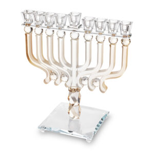 פריץ 409 חנוכיה קריסטל מהודרת 30x36 ס"מ - שקוף וזהב