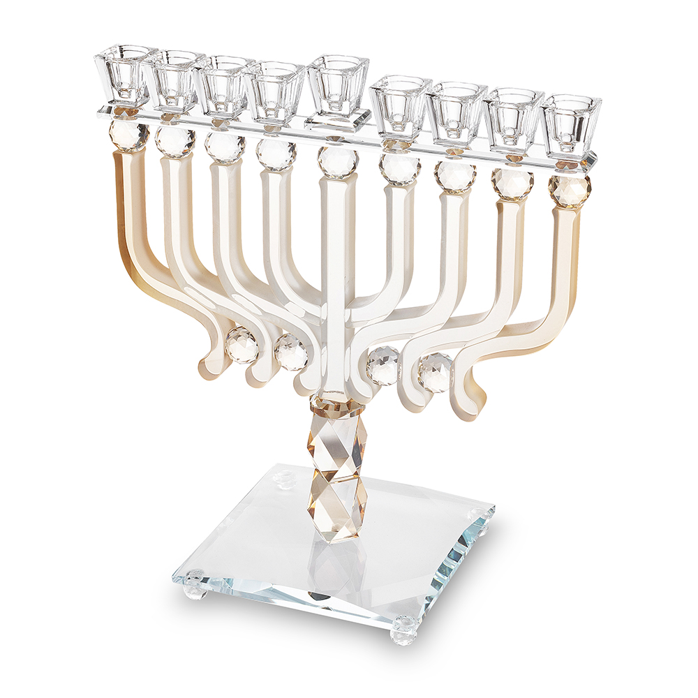 פריץ 409 חנוכיה קריסטל מהודרת 30x36 ס"מ - שקוף וזהב
